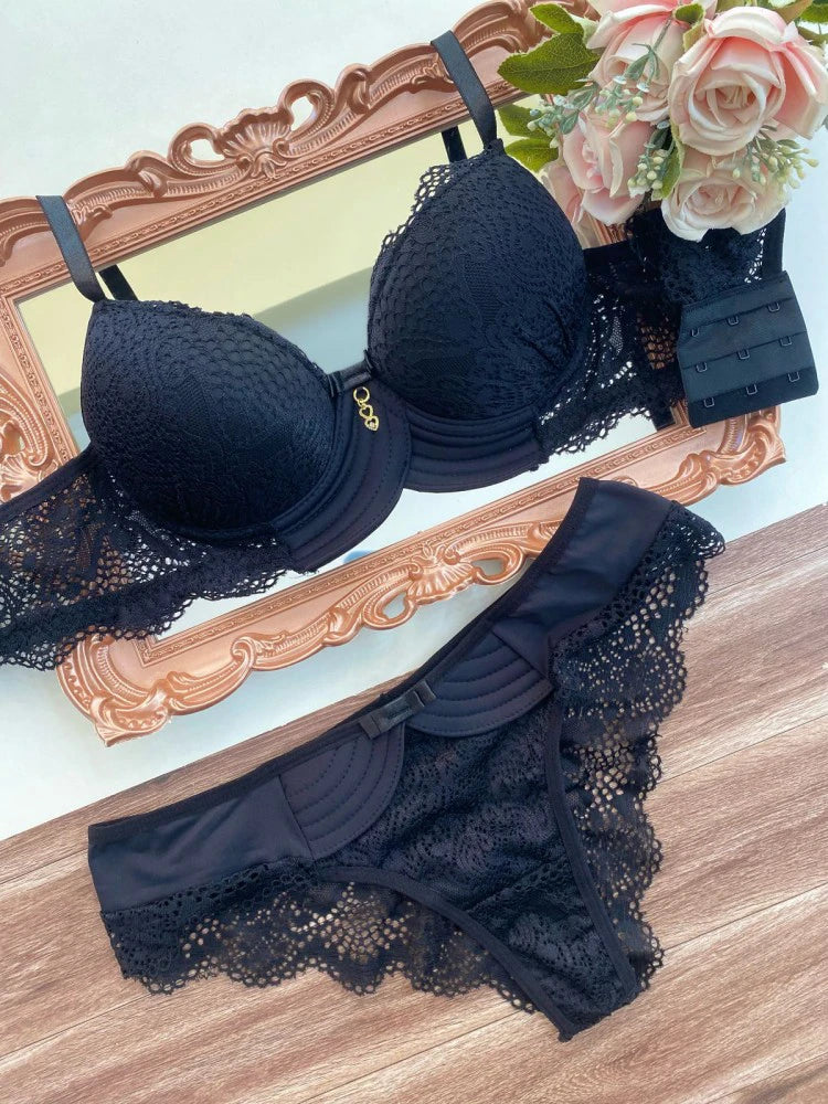 Soft Comfortable Regular Wear Cotton Lycra Blend/Lace Lingerie Set Bra Panty Set