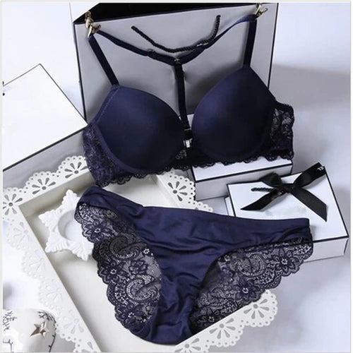New Blue Underwear Bralette Bra and Panty Set