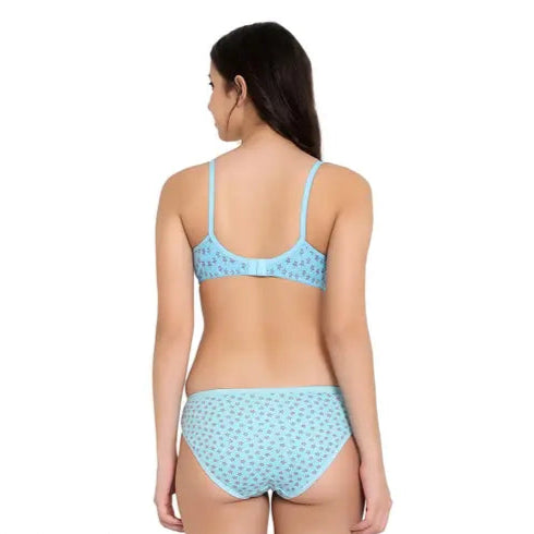 Star Print Lightly Padded Non Wired Bra & Panty Set COMBO