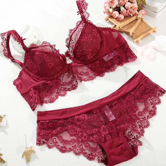 Women's Thin Transparent Lace Bra Set