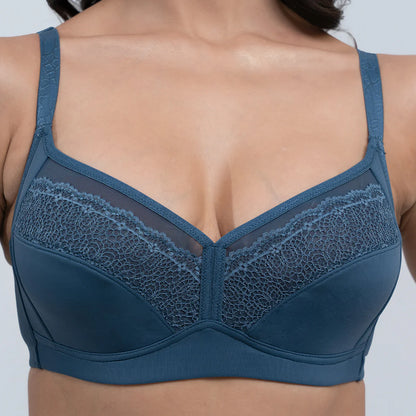 Soie Blue Lace Work Bra Panty Set 1